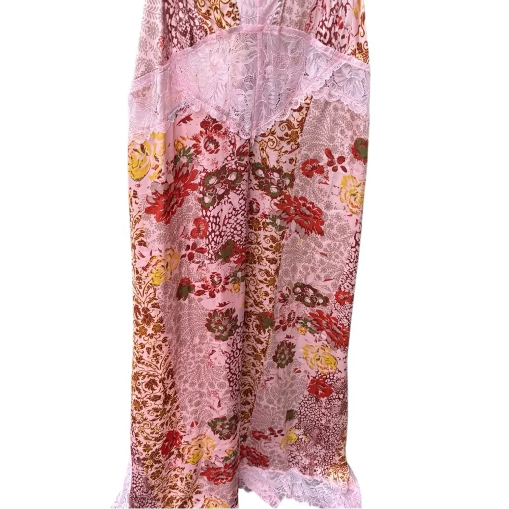 Free People Women's Pink Combo Sleeveless Right Now Midi Slip Dress I Size: XL - Picture 4 of 10